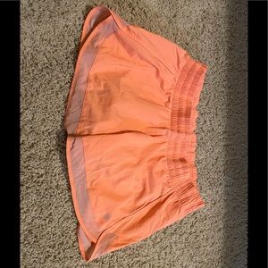 Size Large Neon Orange/Coral Athleta Mesh Racer Run Shorts 4”